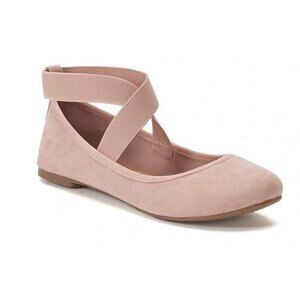 New! Blush Ballet Flats Faux Suede Ankle Strap Cushioned Memory Foam Shoes